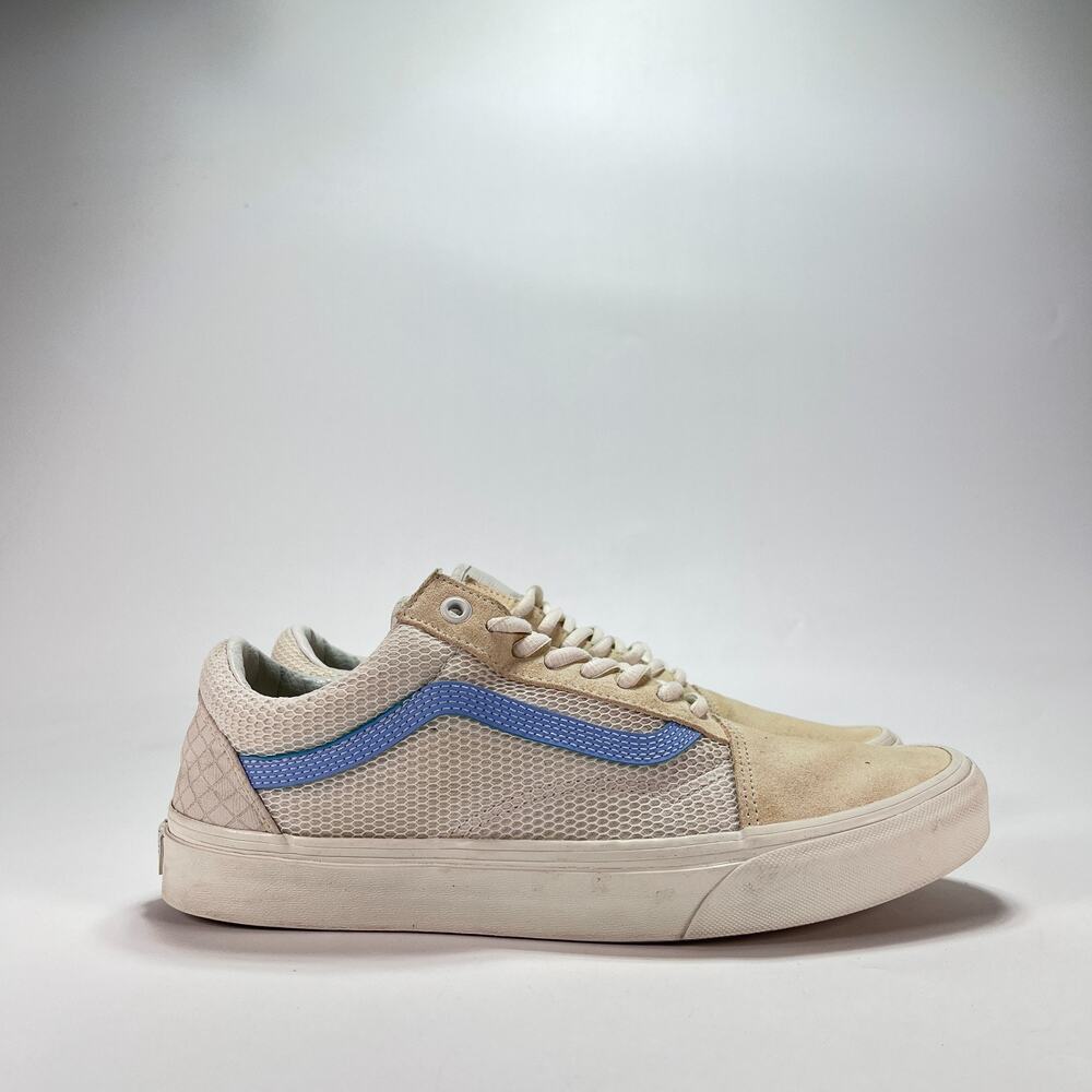 Vans Old Skool Beige Blue Low Top Skate Sneakers Shoes 751505 Men's Size 9.5